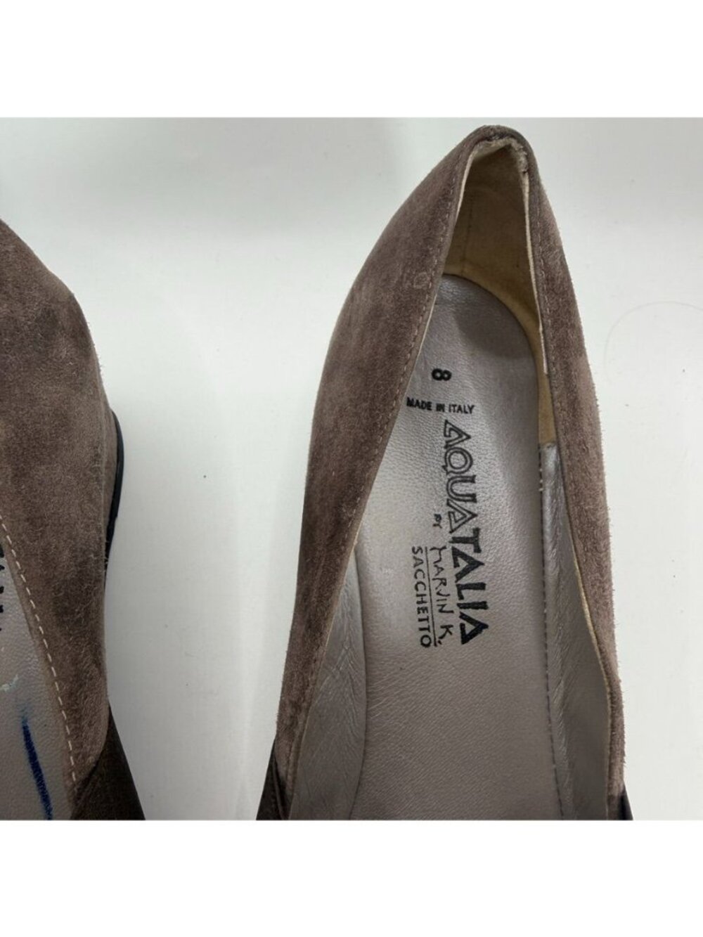Aquatalia Brown Suede Wedge Shoes Size 8 Made In Italy - Picture 3 of 6